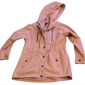 NEW MEXX Amsterdam Hooded Utility Parka Jacket Blush Pink Drawstring Waist US 6